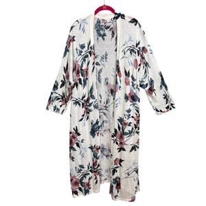 J. Jill Women's Plus Size Duster Cardigan Lightweight Linen Blend Floral 2X NWOT
